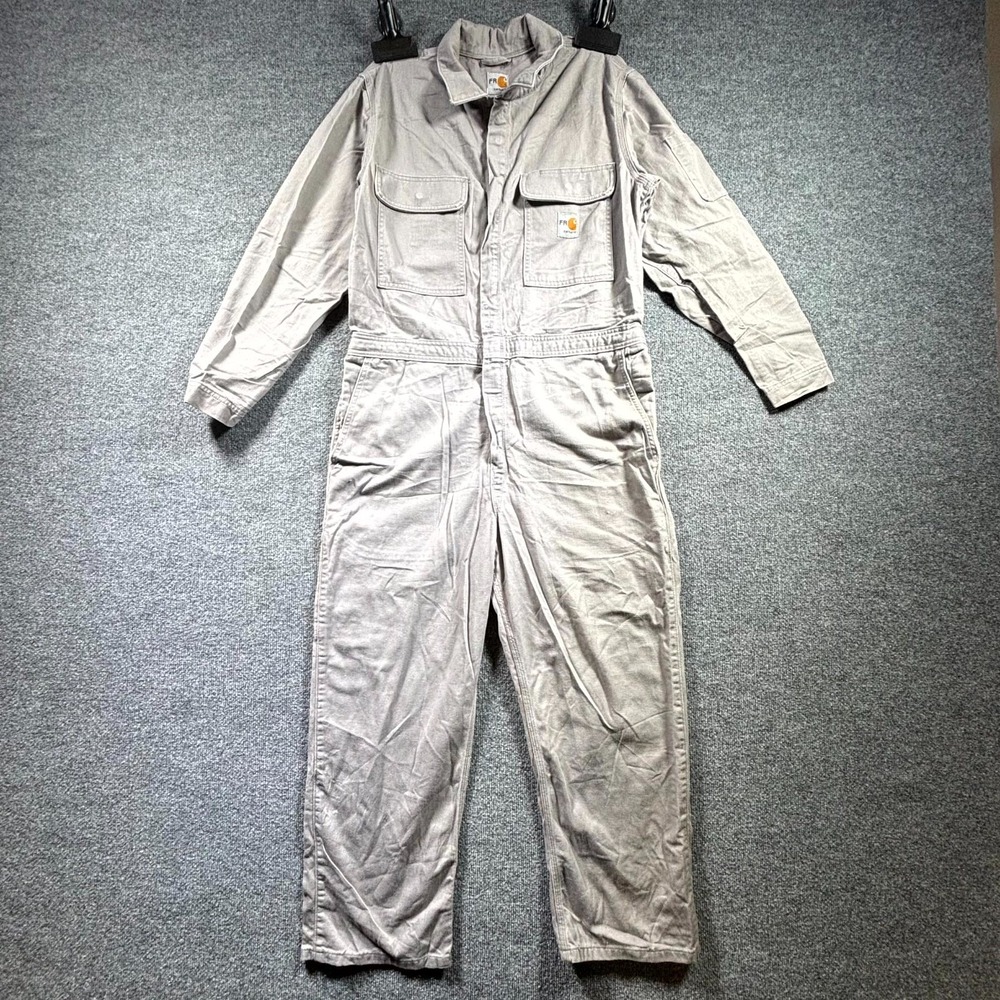 Carhartt FR Coveralls Mens' 42 Short Gray Flame Resistant Multi Pocket Mechanic